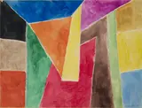 Abstract Color Geometry II by Dan Brobander, 1970, watercolor, sold Mar 2020