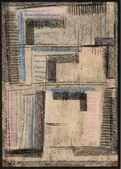 Composition Abstraite by Jean Burkhalter, 1930, charcoal and colored pencil on paper, sold Mar 2020