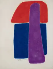Untitled (blue, red and purple) by Mel Green, 1972, pastel on paper, sold Mar 2020