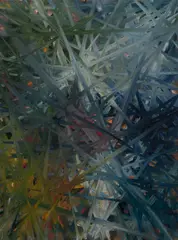 The Cold Dead Heart Exploded by Dex Hannon, oil on canvas, sold Mar 2020