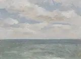 Distant City by Denny Holland, oil on panel, sold Mar 2020