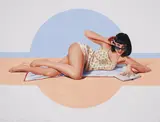 Barbara at the Beach by Hubert de Lartigue, 2001, gouache and acrylic on paper, sold Mar 2020