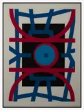 Untitled (Composition with red and blue lines) by Jimmy Ernst, 1970, screenprint, sold Mar 2020