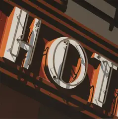 HOT by Robert Cottingham, 1973, lithograph in colors on wove paper, sold Mar 2020