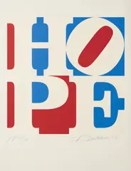 HOPE (red-white-blue) by Robert Indiana, 2008, Silkscreen on 320 gram Coventry Rag paper, sold Mar 2020
