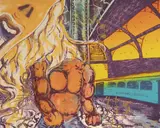 Untitled (NYC) by Daze, 1985, lithograph with gold oil-based sharpie, sold Mar 2020