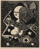 Untitled (good wishes all the year thru) by Eduard Buk Ulreich, 1944, linocut print, sold Mar 2020
