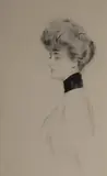 Woman in scarf, facing left (Madame Letellier) by Paul César Helleu, drypoint etching, sold Mar 2020