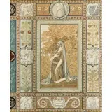 Projet de décor pour la chapelle Wolsey au château de Windsor du prince Albert: Nathanaël sous le figuier by Henry de Triqueti, 1866, Aquarelle gouachée sur traits de crayon noir, rehauts de dorée, sold Feb 2026