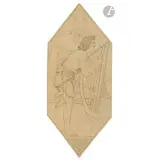 Projet de décor pour la chapelle Wolsey au château de Windsor du prince Albert: David calmant Saül by Henry de Triqueti, Crayon noir sur papier calque, sold Feb 2026