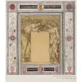 Projet de décor pour le «Yates memorial» avec deux figures allégoriques: la Noblesse et la Justice by Henry de Triqueti, Plume et encre noire, aquarelle sur traits de crayon noir et rehauts de gouache blanche, sold Feb 2026