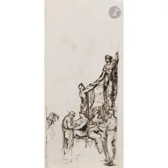 Projet de monument by Henry de Triqueti, Plume et encre brune sur traits de crayon noir, sold Feb 2026