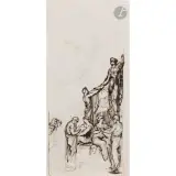 Projet de monument by Henry de Triqueti, Plume et encre brune sur traits de crayon noir, sold Feb 2026