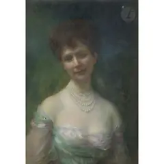 Portrait de Marie Lee Childe, née Sartiges (Washington 1855 - Conflans-sur-Loing 1944) by Ernest Hébert, Toile, sold Feb 2026