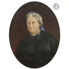 Portrait présumé de Mary Martha Purnell (1805–1881/1891) by Blanche de Landerset, Aquarelle gouachée, sold Feb 2026