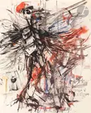 Игра в петухе [jeu de cartes du coq] by Vladimir Nikolaevitch Nemukhin, Encre et gouache, sold Feb 2026