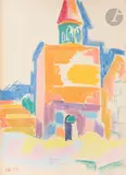 Clocher by Dmitry Petrovitch Plavinsky, 1959, Pastel, sold Feb 2026