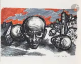 Quadruple autoportrait en ville by Oscar Yakovlevitch Rabine, 1980, Encre et crayon gras, sold Feb 2026