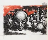 Triple autoportrait en ville by Oscar Yakovlevitch Rabine, 1980, Encre et crayon gras, sold Feb 2026