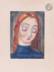 Portrait de jeune femme by Eduard Wiiralt, 1929, Aquarelle, sold Feb 2026