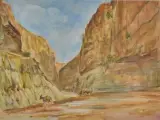 Ânes et leur ânier à la sortie du canyon by Émile Compard, 1935, Gouache, sold Sep 2026