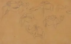 Études de chameaux by Eugène Delacroix, Crayon noir sur calque, sold Jun 2026