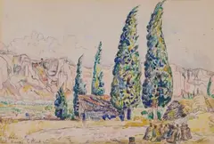 Vue des vergers de Viviers by Paul Signac, Aquarelle sur traits de crayon noir, sold Jun 2026