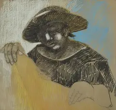Modèle au chapeau by Bernard Lorjou, Pastel et fusain sur carton, sold Jun 2026
