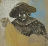 Modèle au chapeau by Bernard Lorjou, Pastel et fusain sur carton, sold Jun 2026