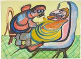 Personnages dans un intérieur ; Composition abstraite (verso) by Grace Pailthorpe, Aquarelle, trace de monogramme et de date en bas à gauche, sold Jun 2026