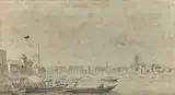 Vue de London Bridge sur la Tamise by Jan Vincentsz van der Vinne, Lavis gris sur traits de crayon noir, sold Jun 2026