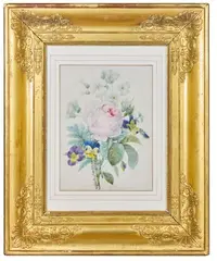 Rose et pensées by Pierre-Joseph Redouté, 1829, Gouache sur vélin, sold Jun 2026