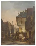 Scène de marché by Jan Michiel Ruyten, 1836, Panneau de chêne renforcé, sold Jun 2026
