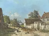 Cour de ferme animée de poules et dindons by Alexandre Defaux, Pastel, sold Jun 2026