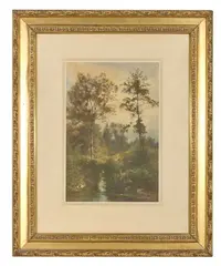 Arbres près d'une rivière by Karl Bodmer, Aquarelle et gouache, sold Jun 2026