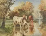 Vaches s'abreuvant by Auguste Bonheur, Aquarelle, sold Jun 2026