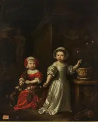 Deux enfants dans un parc by Caspar Netscher, 1667, Panneau de chêne, une planche, non parqueté, sold Jun 2026