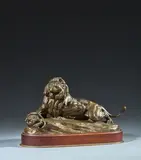 Lion attaquant un serpent by Clovis-Edmond Masson, Bronze d'édition à patine mordorée, sold May 2026