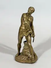 Le guerrier by Adrien Étienne Gaudez, Bronze à patine dorée, sold May 2026
