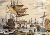 Port animé de personnages by Daniel Derveaux, Lithographie, sold May 2026