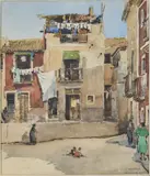 Villajoyosa, place animée by Isidore van Mens, Aquarelle, sold Apr 2026