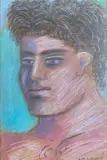 Le nageur, circa 1989 by Alekos Fassianos, Pastel sur papier marouflé sur toile, sold Apr 2026