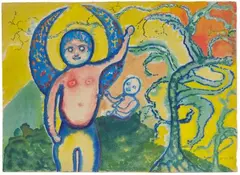 Ange et enfant ; Composition abstraite (au verso) by Grace Pailthorpe, 1966, Aquarelle, sold Apr 2026