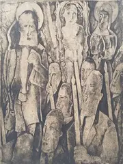 Procession by Ramah, 1934, Lithographie en noir sur papier, sold Mar 2026