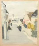 Rue bretonne animée by Raymond Wintz, 1946, Lithographie, sold Mar 2026