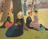 Bretonnes assises by Émile Dezaunay, Aquatinte, sold May 2025