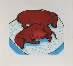 Horizontal Dogs" by David Hockney, 1995, Eau-forte et aquatinte, sold May 2025