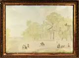 Entrée du parc de la villa Borghèse derrière la place du Peuple à Rome by Abraham-Louis-Rodolphe Ducros, Aquarelle, pierre noire, sold Dec 2024