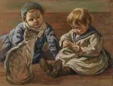 Les deux enfants au chat" by Stanisław Wyspiański, 1892, Pastel, sold Nov 2024