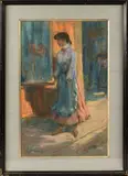 Dans la rue by Louis Fortuney, Pastel, sold Nov 2024